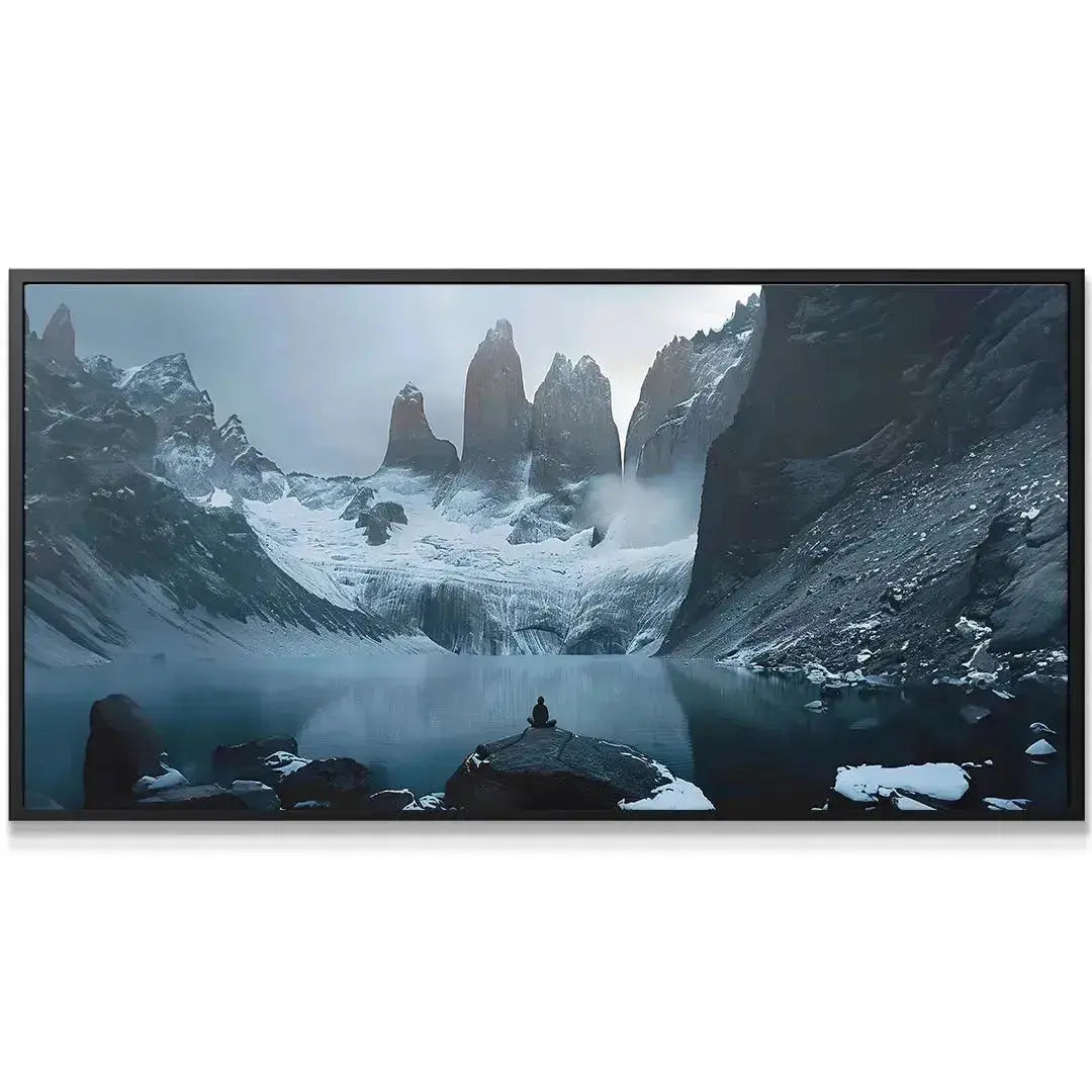 Close-up texture of the rough rock and smooth water surface in 'A Calm Mind (No Quote)' landscape print.