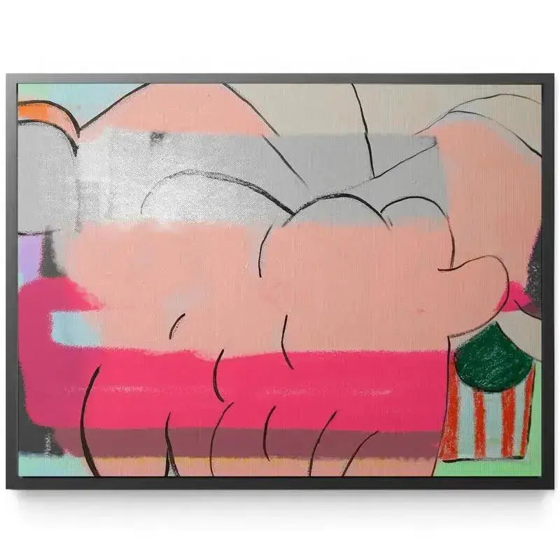 Close-up showing the metallic silver paint texture within the artwork 'A Fine Romance'.