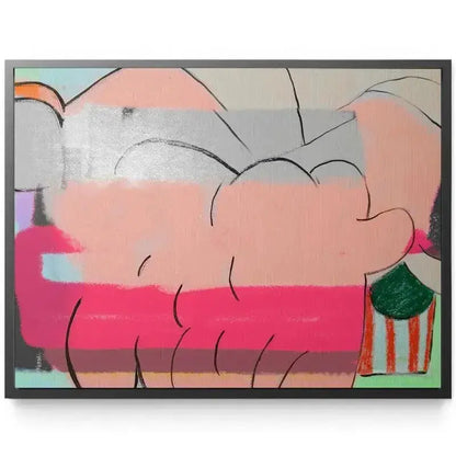 Close-up showing the metallic silver paint texture within the artwork 'A Fine Romance'.