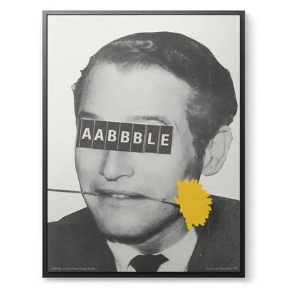 Full vertical shot of the Aabbble modern collage artwork isolated on a bright background.