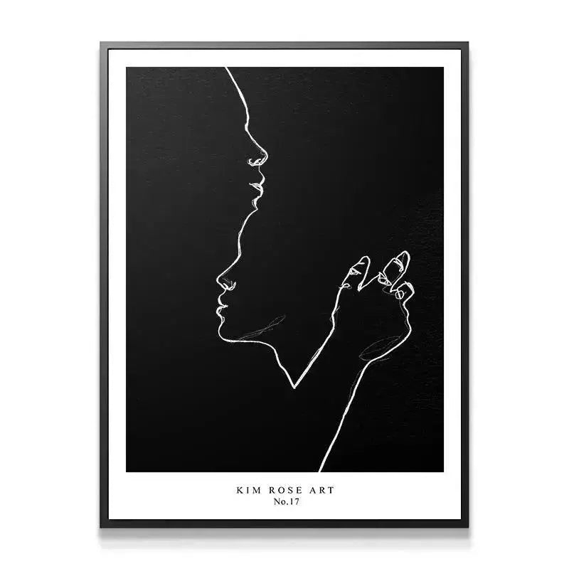 Close-up detail of the smooth white continuous line texture on the Abrazo Suave - Black print.