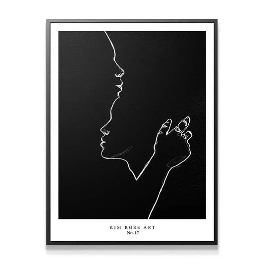 Close-up detail of the smooth white continuous line texture on the Abrazo Suave - Black print.