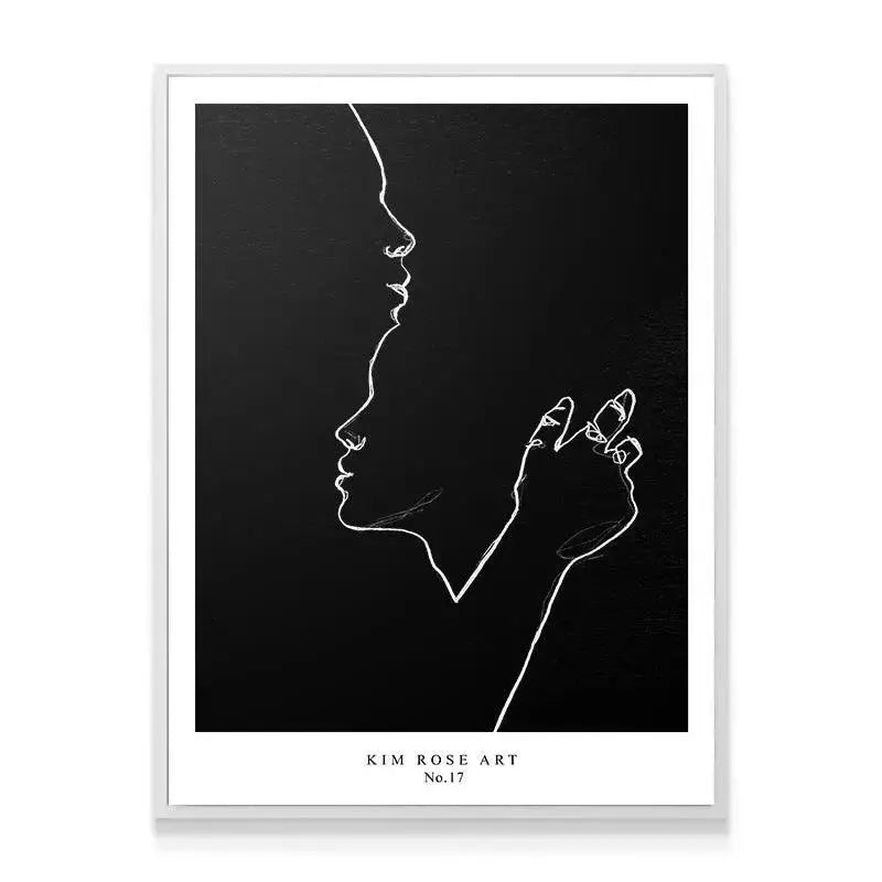 Abstract depiction of intimacy and soft embrace captured in the Abrazo Suave - Black artwork.