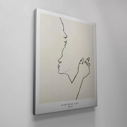 Macro view focusing specifically on the soft, expressive hand gesture in the center of Abrazo Suave - White artwork.