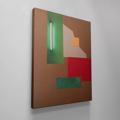 The dark green horizontal stripe texture and layering composition within the artwork Abstrakt II.