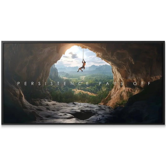 Horizontal landscape shot focusing on the high contrast lighting of 'Action Sports - Persistence Pays Off'.