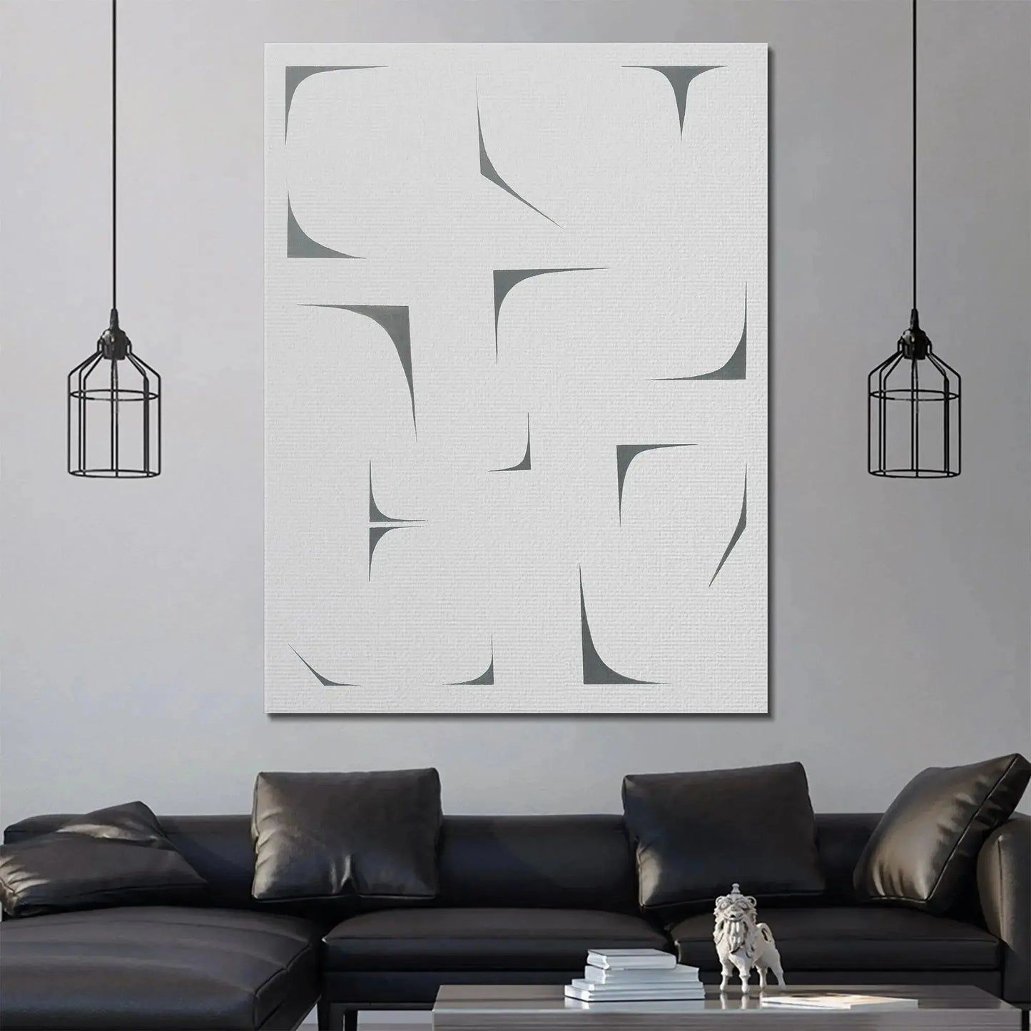 Side angle perspective of the mounted Agalma canvas highlighting depth and shadow contrast.