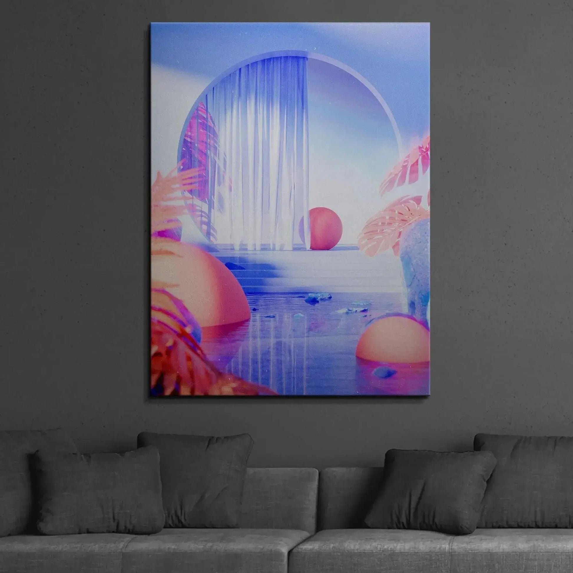 Overhead perspective hint focusing on the scattered blue debris floating on the water's surface in Air.