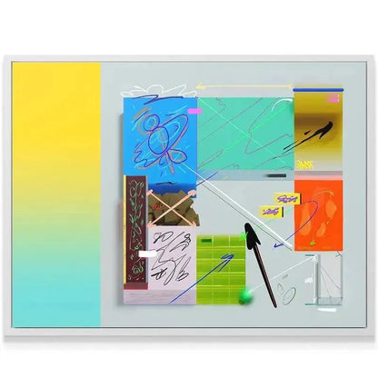 Side angle of the high-contrast yellow-to-cyan vertical gradient element in 'Air E III'.