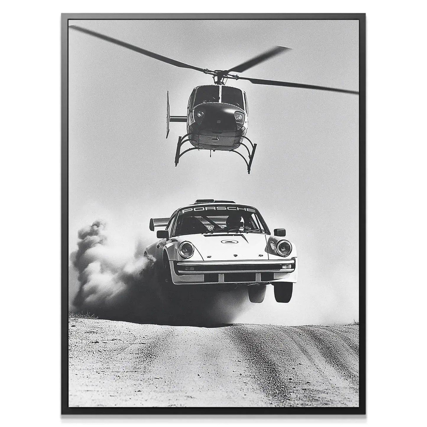 Detail close-up of the rear wheel smoking and kicking up dirt in this Air vs Land rally photo.