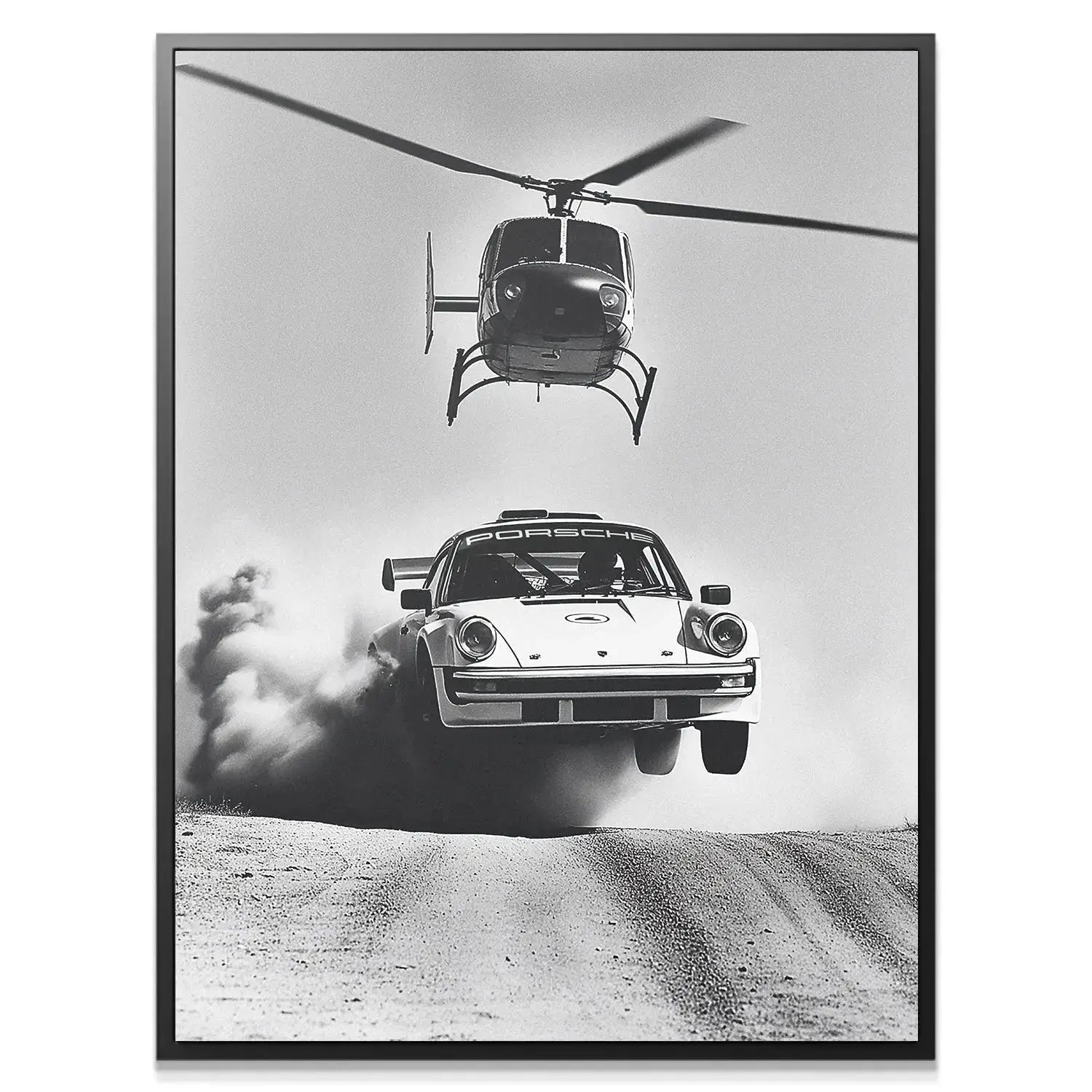 Detail close-up of the rear wheel smoking and kicking up dirt in this Air vs Land rally photo.