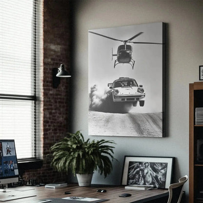 Gritty black and white texture of the desert terrain beneath the airborne vehicle in Air vs Land.