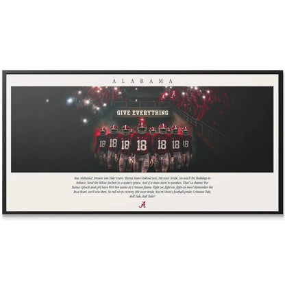 Close-up detail of the player jerseys (numbers 18 18 18) emphasizing the intensity of the Alabama - Fight Song graphic.