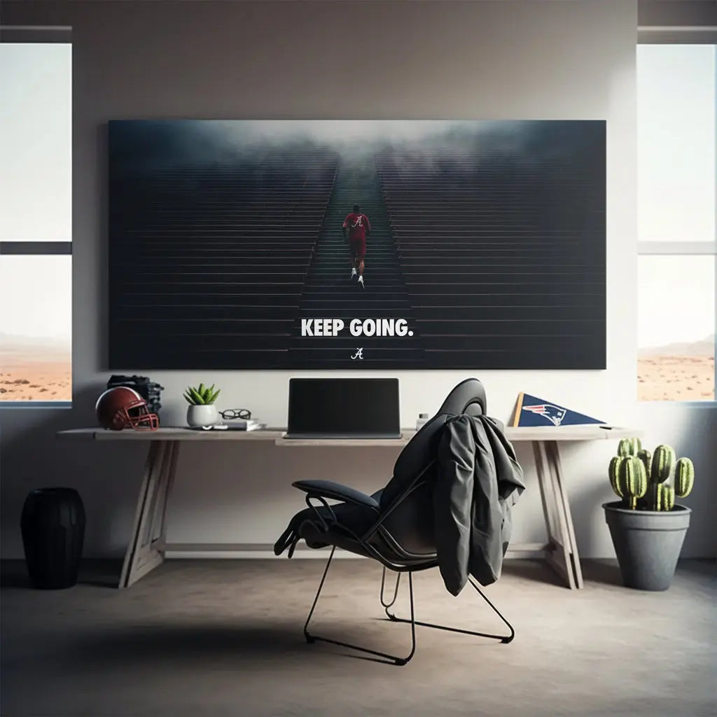 Wide, panoramic crop emphasizing the sheer scale of the stairs in 'Alabama - Keep Going - Stairs'.