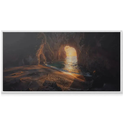 Dramatic lighting contrast showing the glowing orange light through the arch and the message 'All Waves Eventually Pass'.