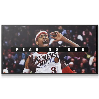 Horizontal panoramic wall art featuring the iconic Allen Iverson - Fear No One moment.