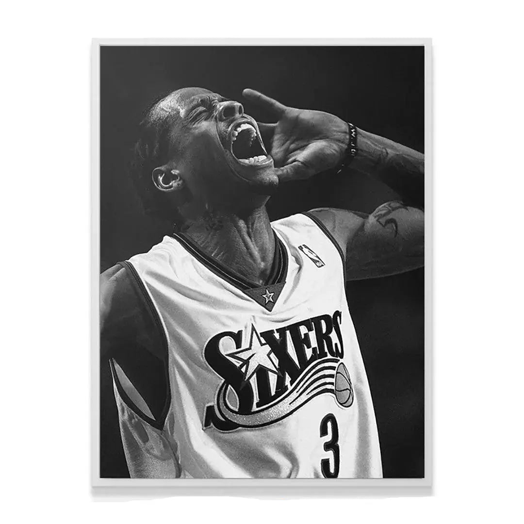 Side profile angle of the Allen Iverson - Roar print emphasizing the dramatic black background contrast.