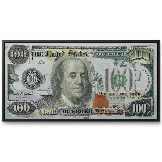 Close-up texture shot revealing the intricate cotton fiber look of the 'Almighty Dollar Original' print.