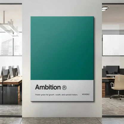 Overhead shot capturing the exact hue of the #006D62 teal within the clean design of the Ambition Palette card.