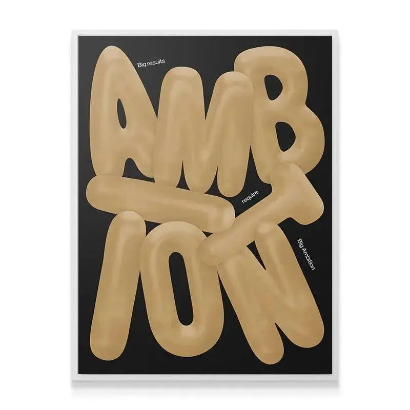 Detail shot of the messaging 'Big results require' surrounding the main 'Big Ambition' graphic.
