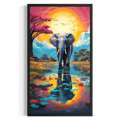 colorful elephant wall art bursting