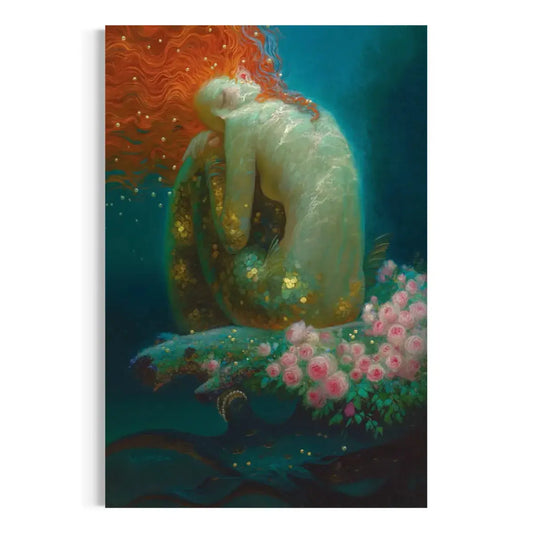 Golden Mermaid Dreams – Fantasy Mermaid Wall Art