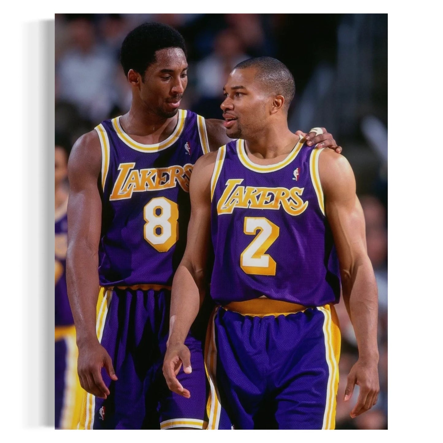 Canvas wall art of Kobe Bryant and Derek Fisher in Los Angeles Lakers uniforms.