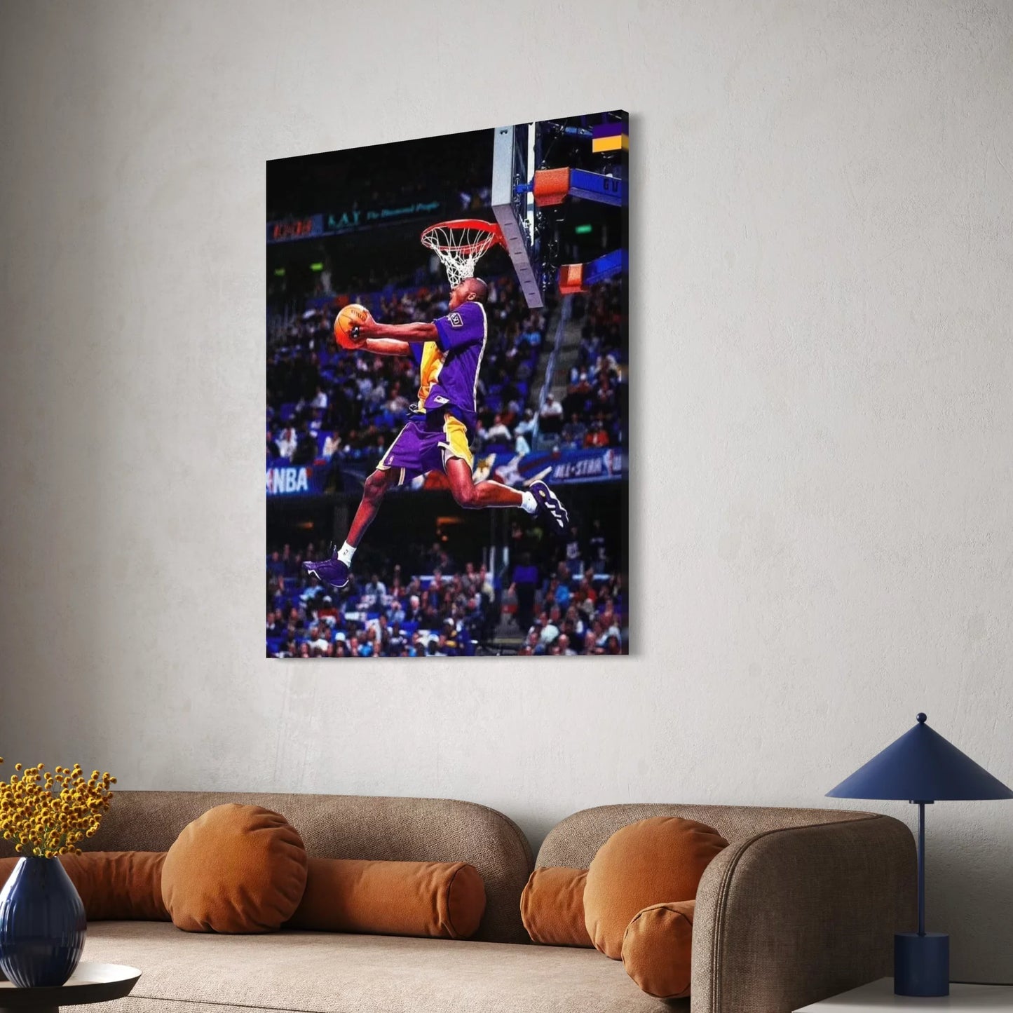 Kobe Bryant dunking during NBA game – vibrant sports artwork for modern interiors