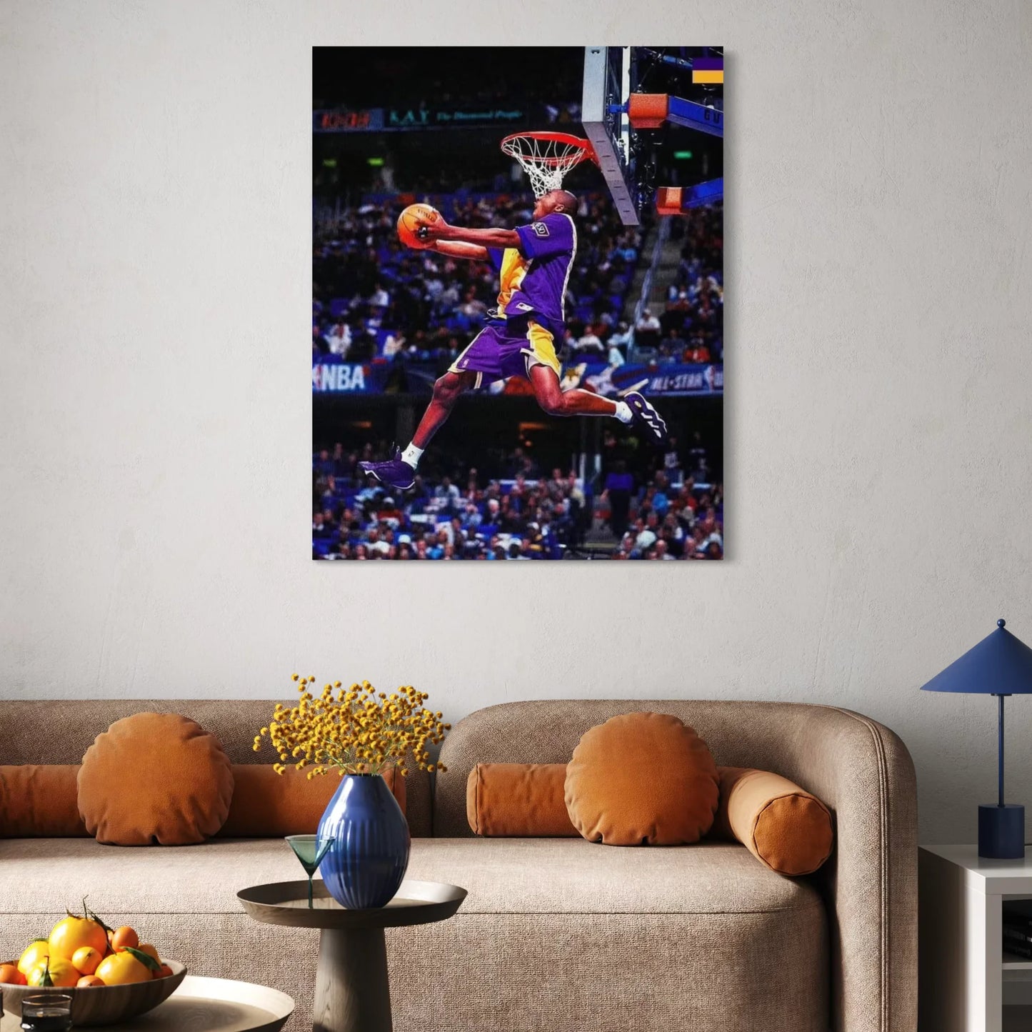 Kobe Bryant airborne dunk – motivational basketball wall art for home and gym