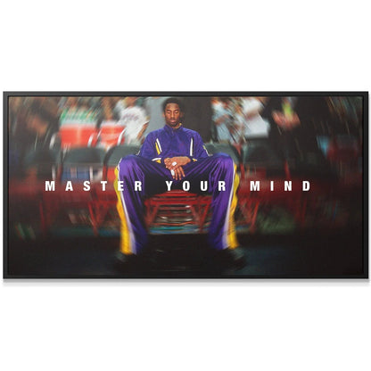 Close-up on Kobe’s focused expression showing intense concentration for Kobe Bryant - Master Your Mind art print.