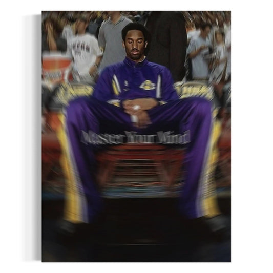 Person wearing a purple outfit with 'Master Your Mind' text, sitting on a chair.