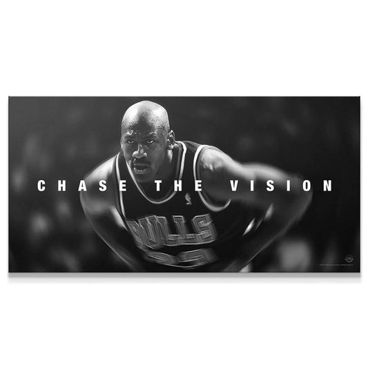 Intense, close-up profile of Michael Jordan - Chase The Vision, capturing his focused expression.