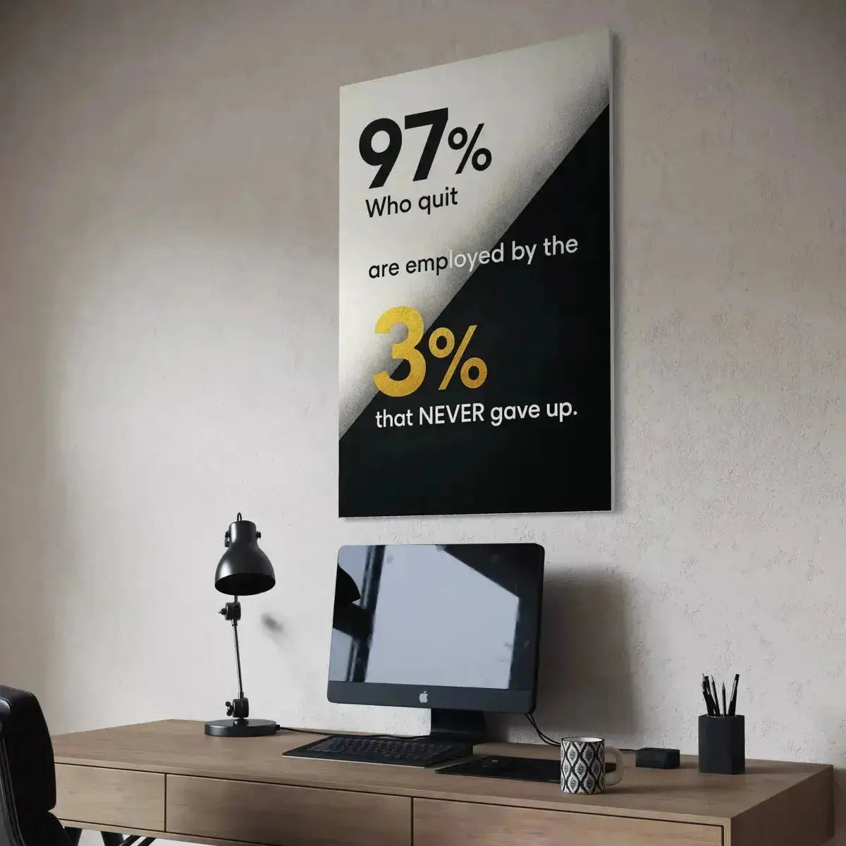 Angled product display showing the wrapped edges of the gallery-quality 97% Who Quit Canvas Wall Art.