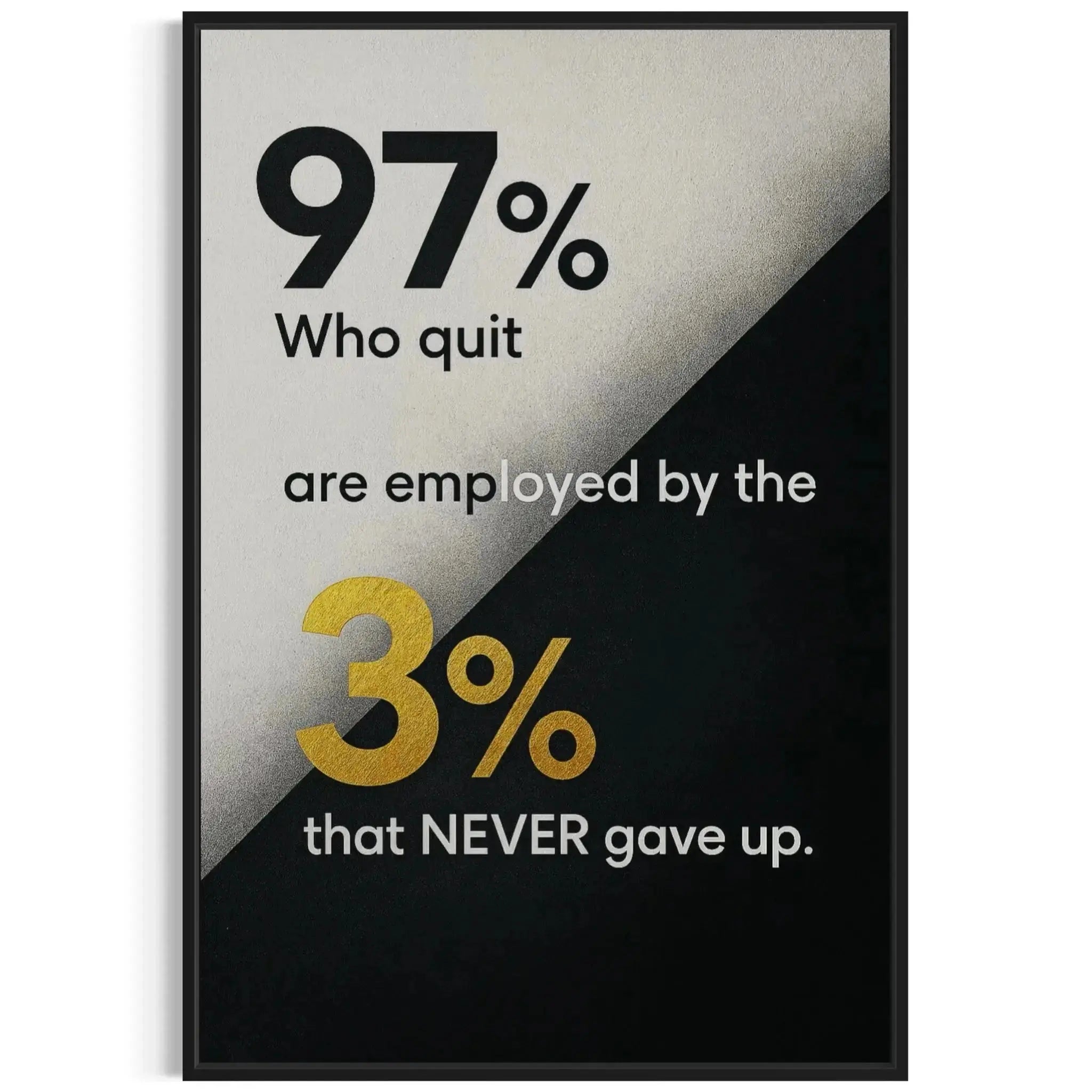 Textural view emphasizing the subtle canvas grain of the inspirational 97% Who Quit Canvas Wall Art.