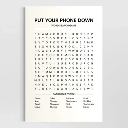 Put Your Phone Down – Funny Bathroom Word Search Canvas