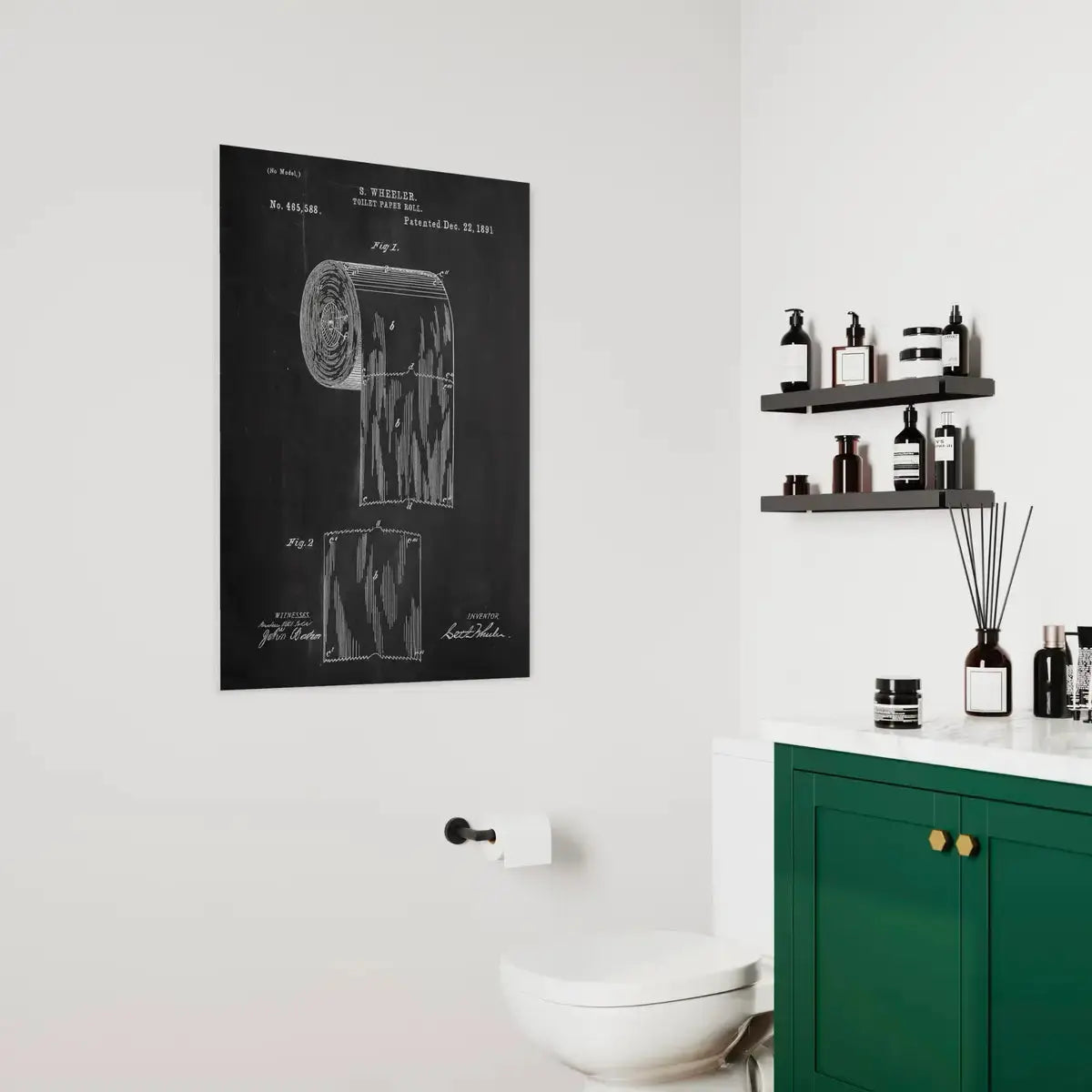Toilet Paper Patent Art Canvas – Vintage Blueprint Wall Art Masterpeacewall