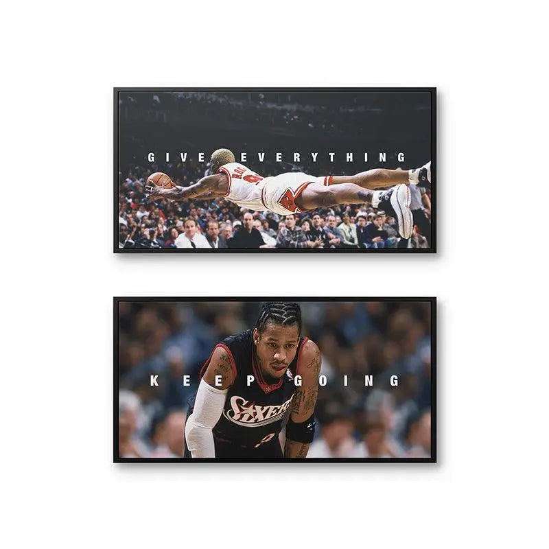 Rodman & Iverson - Set - Premium NBA Basketball Canvas Wall Art by MasterPeaceWall