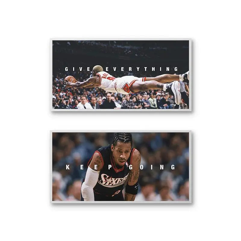 Rodman & Iverson - Set - Premium NBA Basketball Canvas Wall Art by MasterPeaceWall