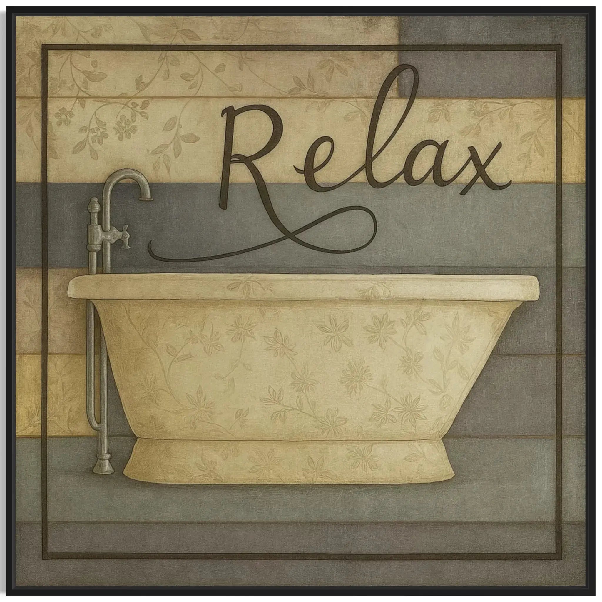 Vintage Bathtub Wall Art – Relax Bathroom Canvas Print Masterpeacewall