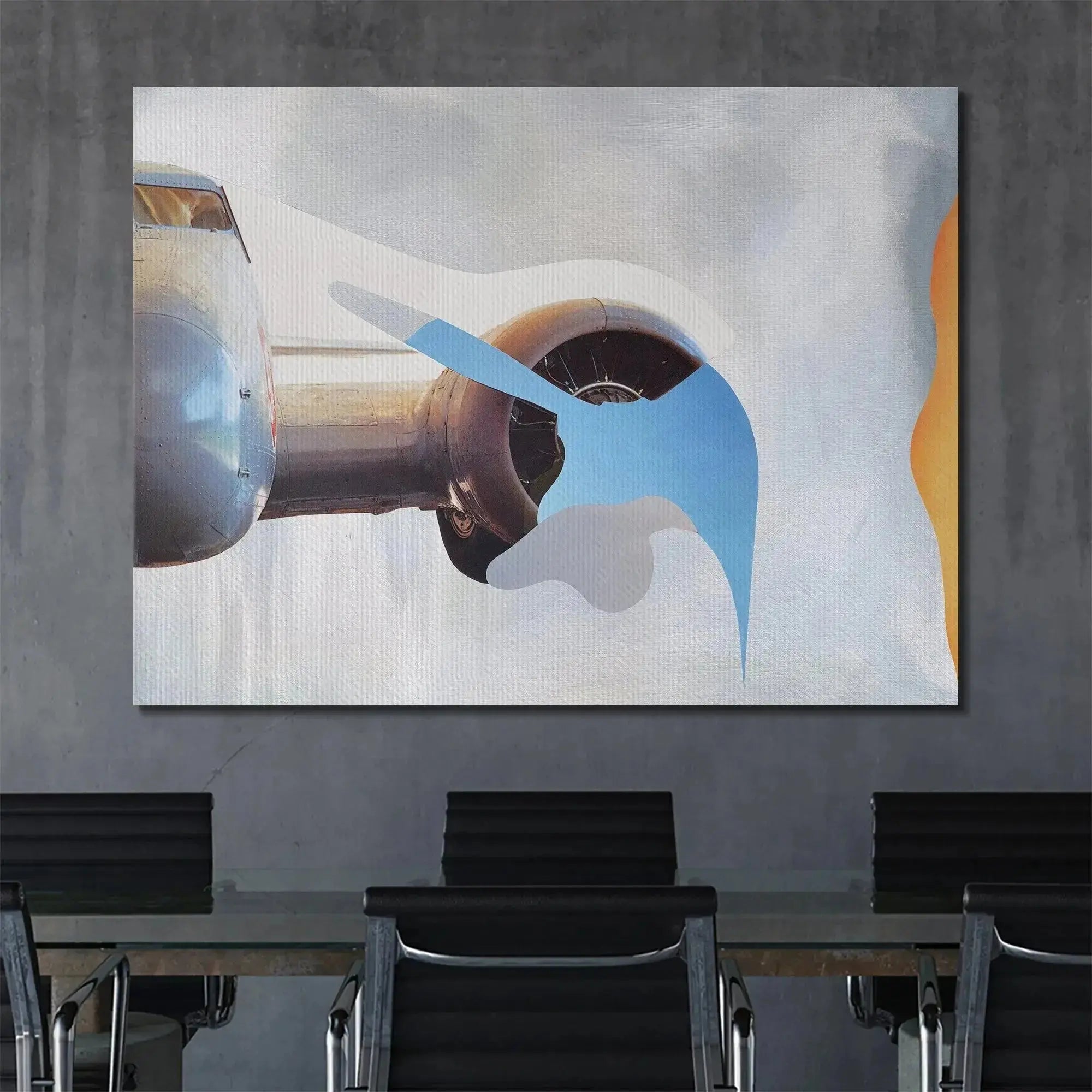 High-angle shot of the airplane's nose cone within the artwork, emphasizing 'A Mystery Never Happens Again.'