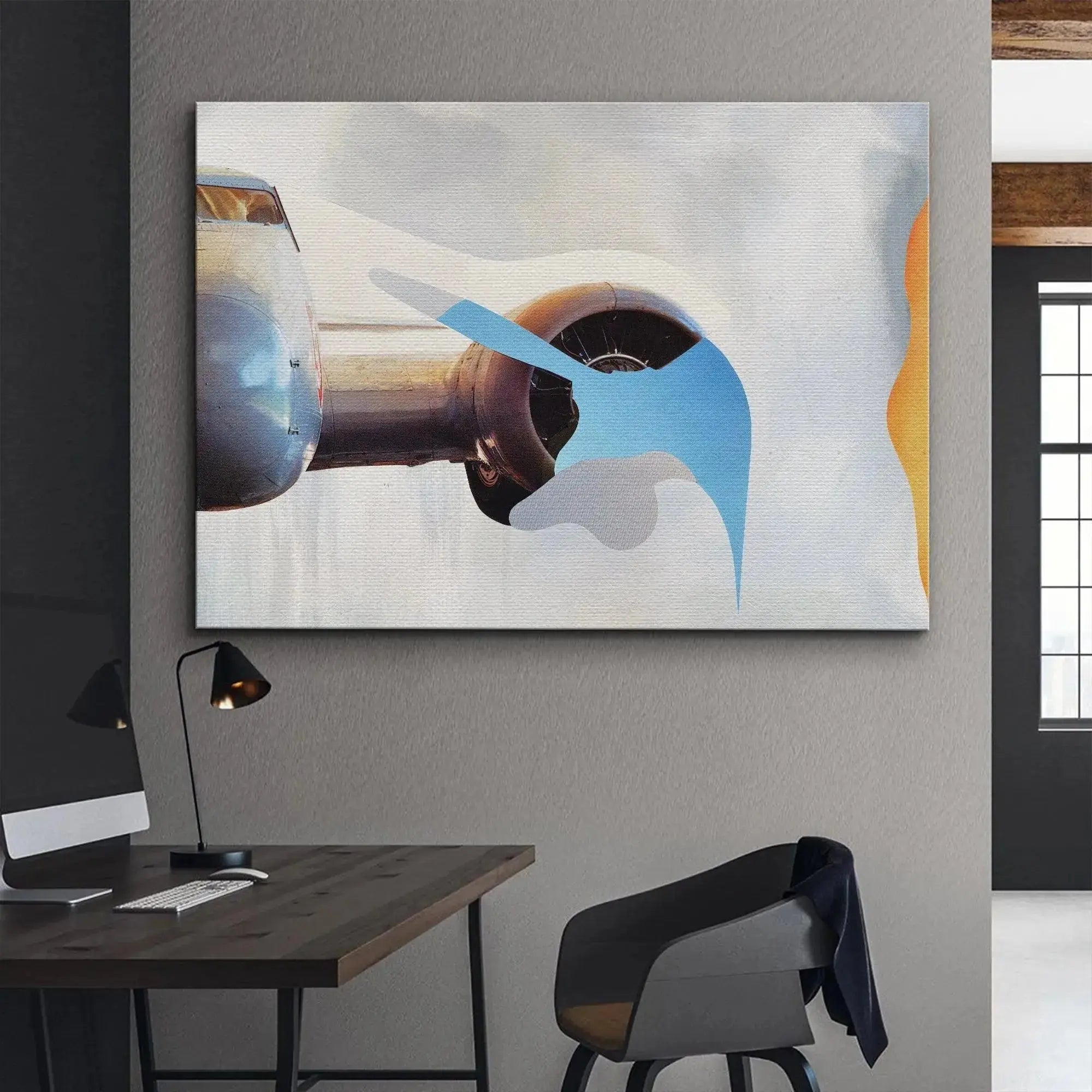 Abstract interpretation of flight machinery in the artwork known as 'A Mystery Never Happens Again.'