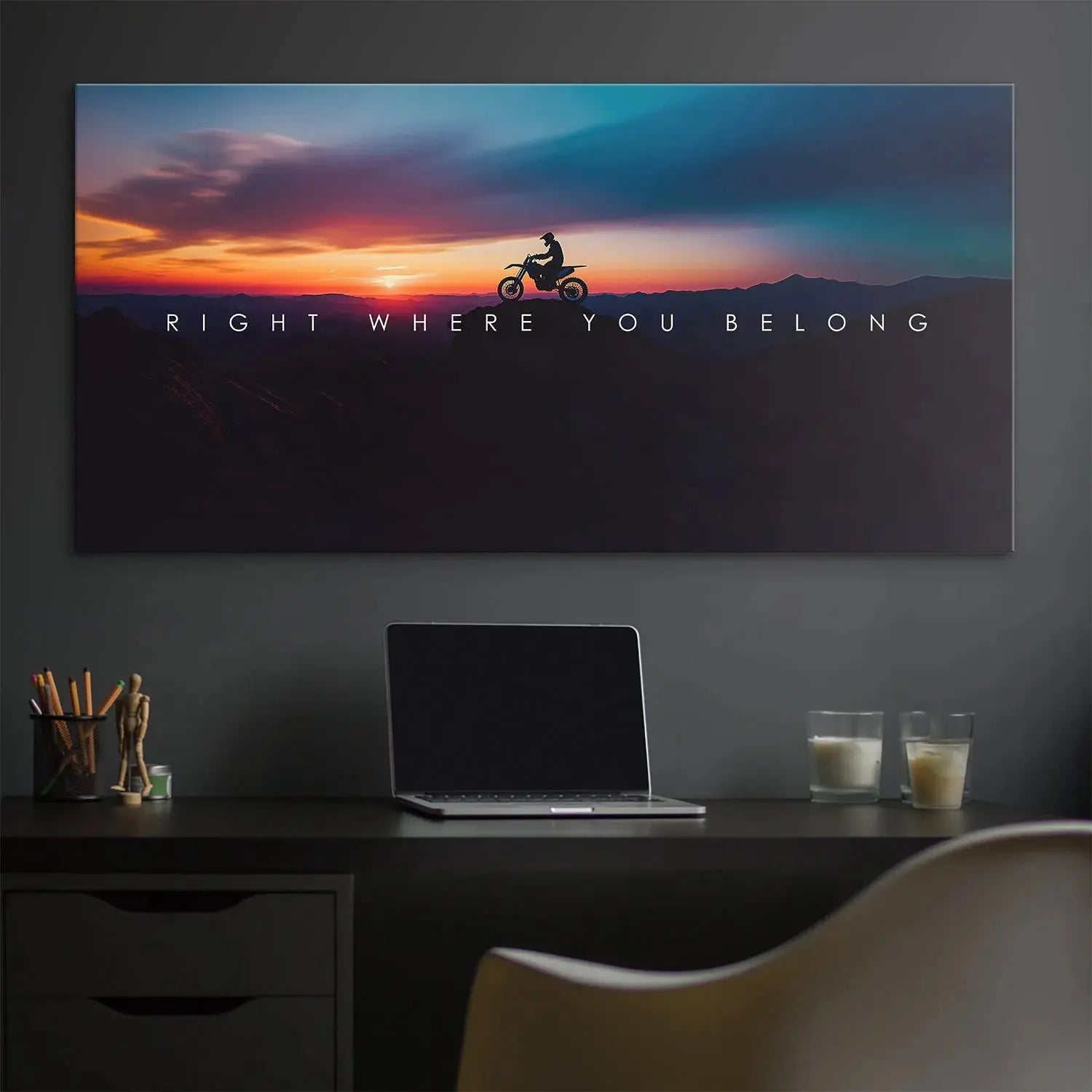 Atmospheric shot showcasing the deep indigo and violet sky gradient, Action Sports - Right Where You Belong.