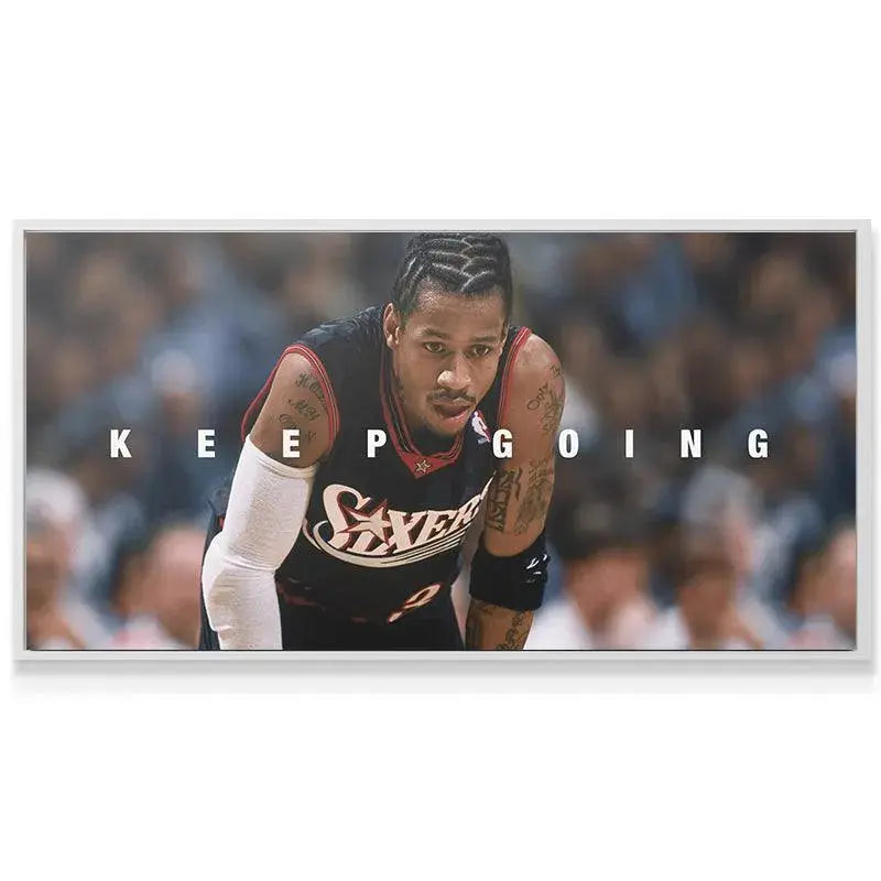 Texture detail of the high-resolution printing on the 'Allen Iverson - Keep Going' artwork.