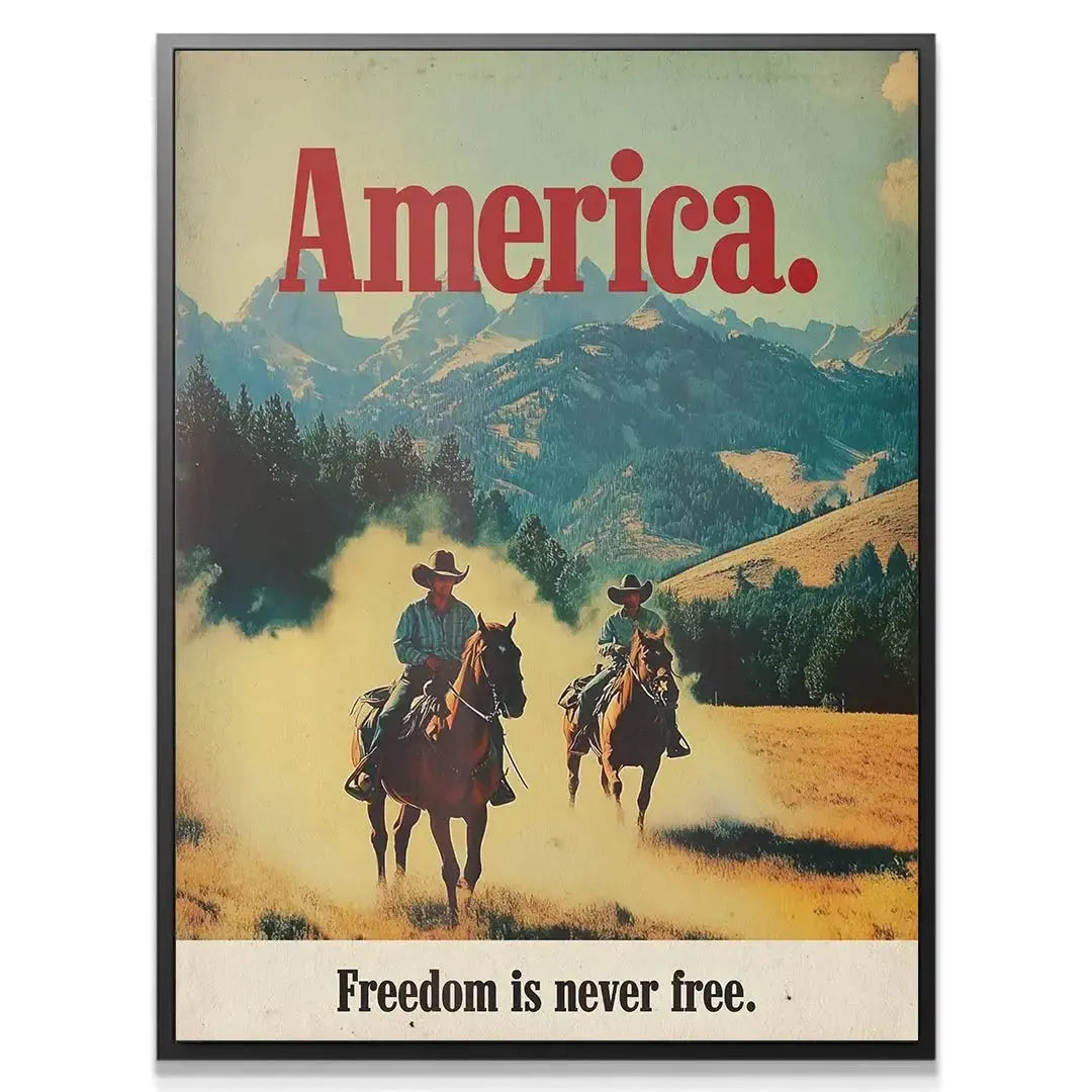 Close-up on the weathered texture and bold "America." text of America Marlboro - Ad 5 print.