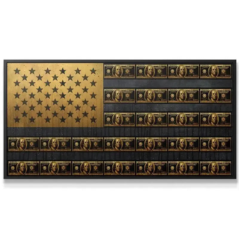 Close-up detail of the gold metallic stars section on the American Dream Gold Edition canvas, highlighting texture.
