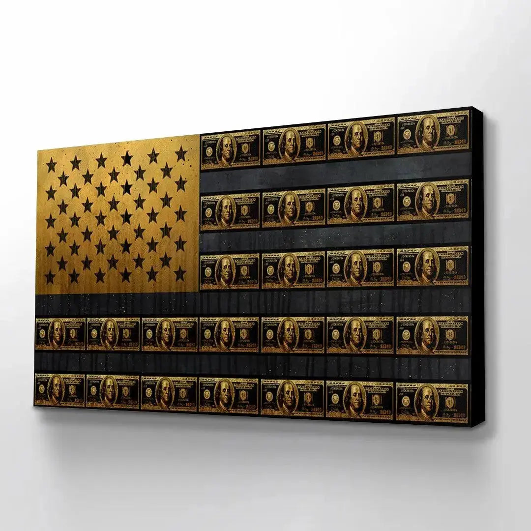Angled perspective showcasing the reflective quality of the gold print and metallic elements on the American Dream Gold Edition.