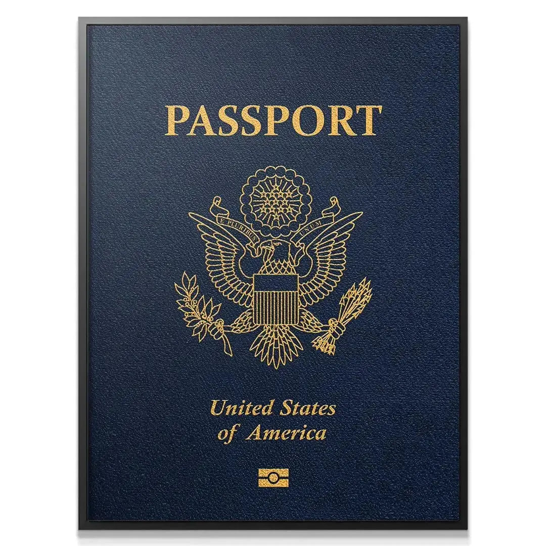 Detailed view showing the textured leatherette surface of the American Passport.
