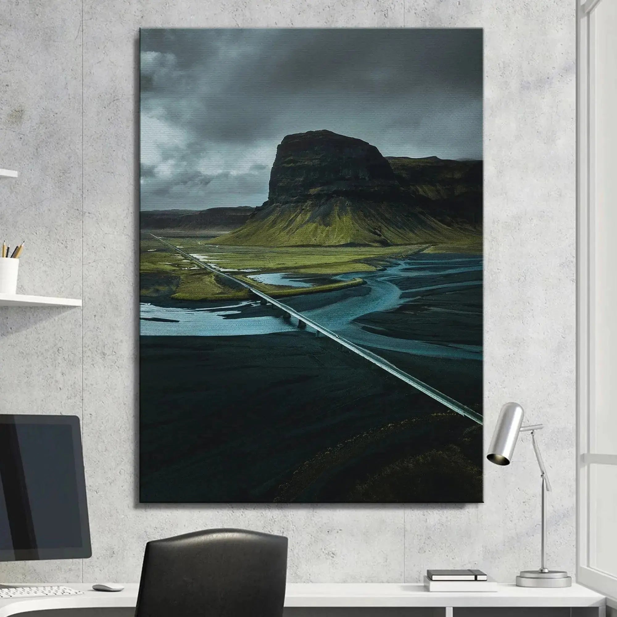 Overcast, dramatic sky and dark lighting capturing the moody essence of the 'Ashland' print.