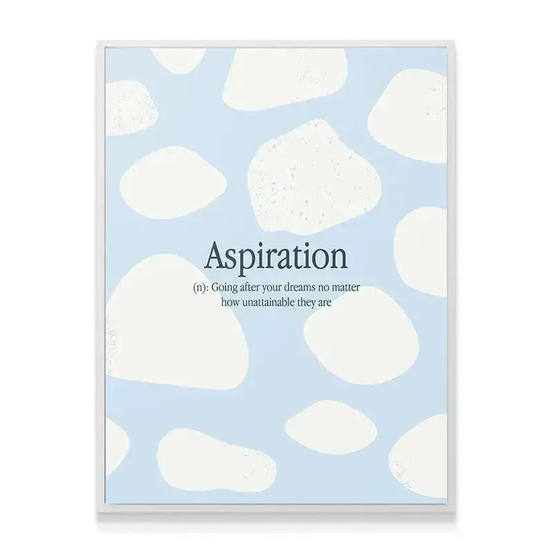 Corner angle view of the Aspiration print showcasing the canvas texture and sharp edges.