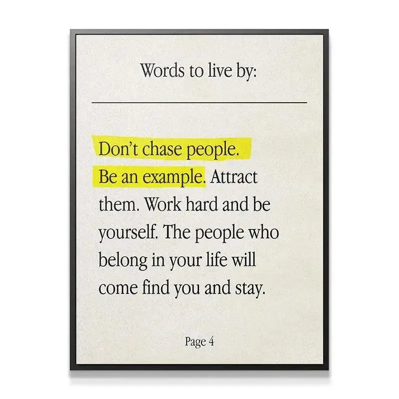 Full view of the 'Words to live by' inspirational quote canvas designed to Attract positivity.